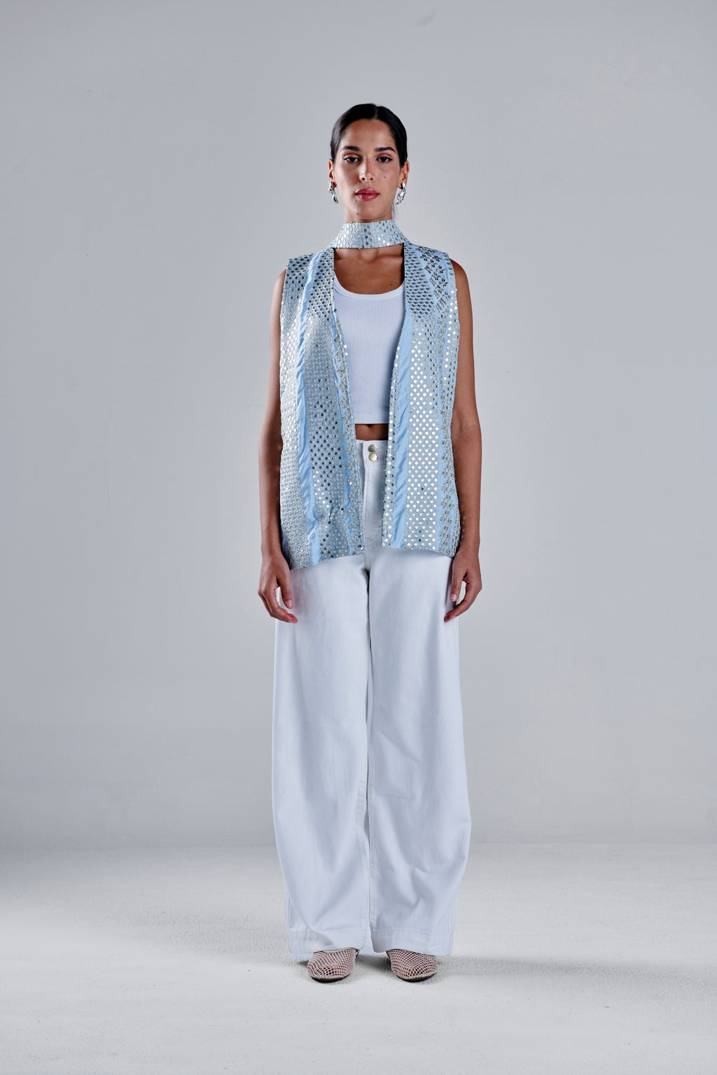 Embroidered Linen Vest