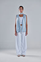 Embroidered Linen Vest